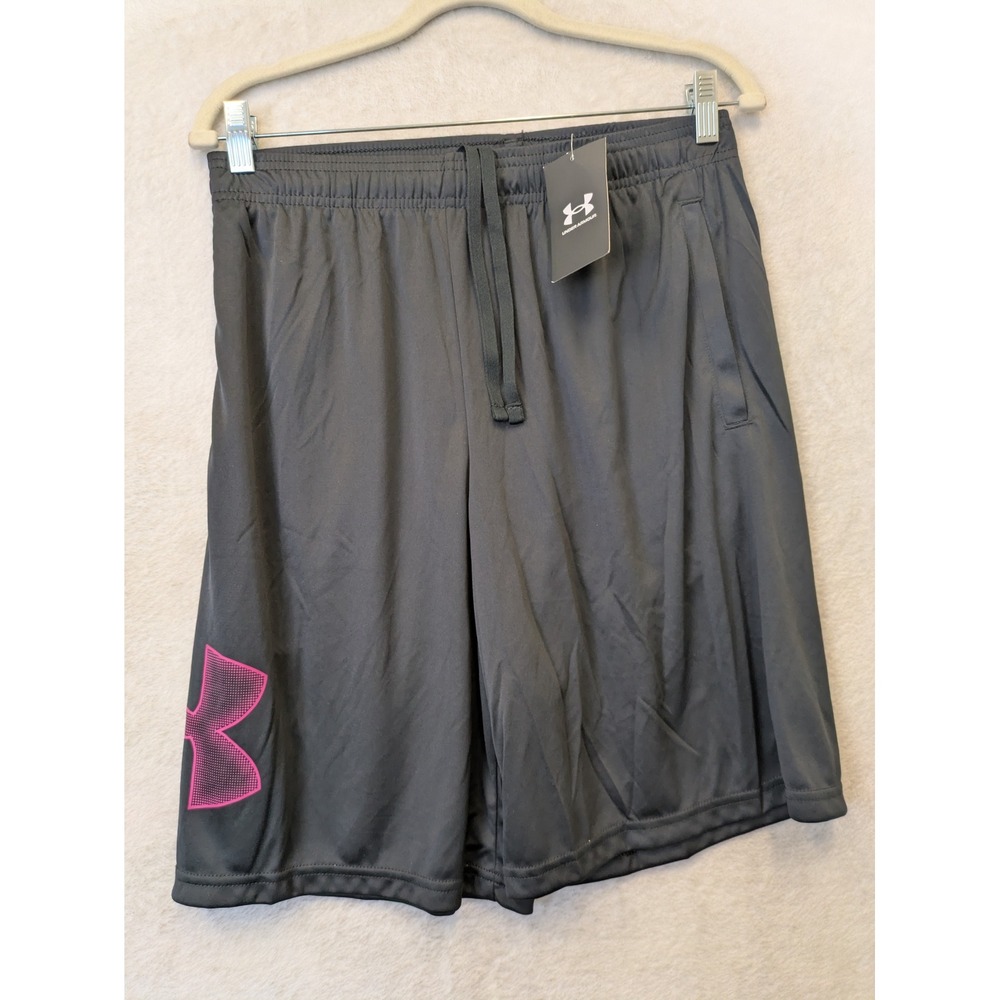 NEW‎ Under Armour Tech Graphic Shorts Men's Medium Gray Pink Logo